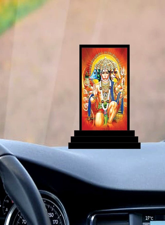 Vprint Quality Lord Panchmukhi Hanuman Wooden Idol for Car Dashboard | Hanuman Ji Murti | Bajrangbali Statues | Sankat Mochan Sculpture | Pavanputra Hanuman Figurine Showpieces - Image 3